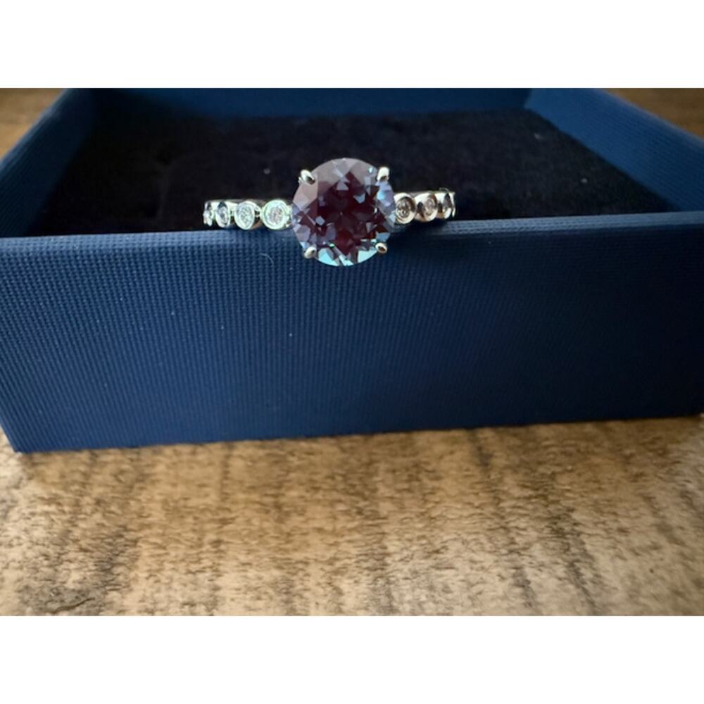 Color Changing Lab Alexandrite & Lab Diamond Sterling Silver 925 Ring Sz 7 - Picture 8 of 12